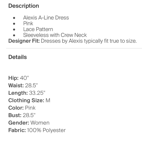 Alexis A Line Pink Dress , M size, used - Picture 4 of 4